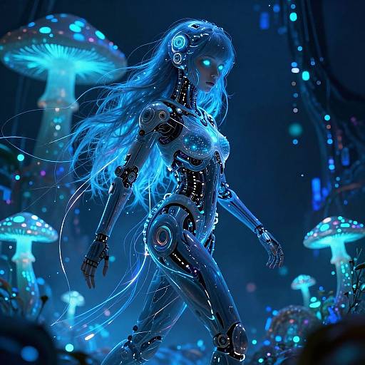 Bioluminescent Cyberpunk Girl Portrait