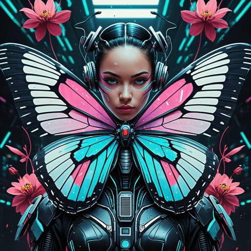 Cyberpunk Android Butterfly Portrait