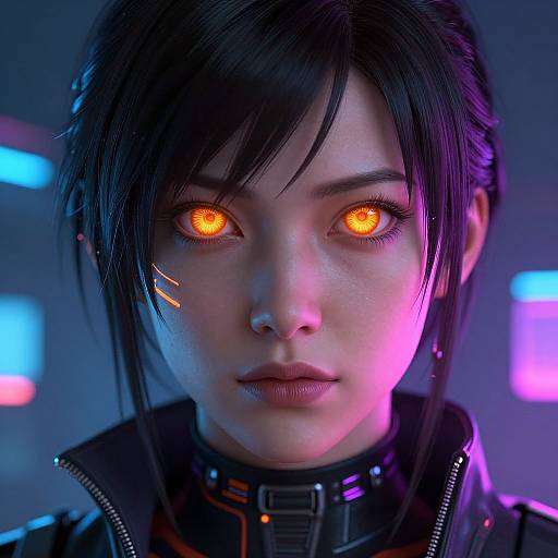 Cyberpunk Woman with Neon Eyes
