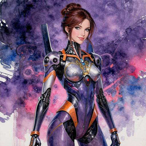 Cyberpunk Woman in Futuristic Plug-Suit