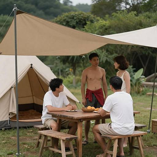Rustic Campsite Gathering in Nature