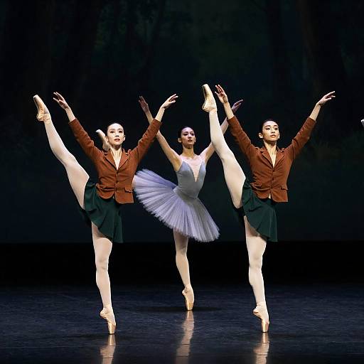 Three Ballet Dancers Performing on Stage