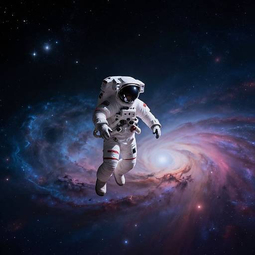 Lone Astronaut in Vast Deep Space