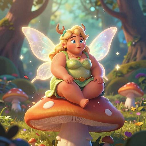 Thicc Disney Fairy on Mushroom