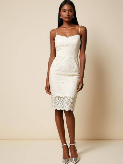 Elegant Chic Woman in Lace Dress