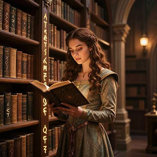 Jordana Reading in Ancient Library