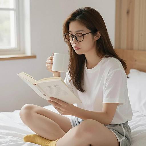 Cozy Reading Moment with a Woman