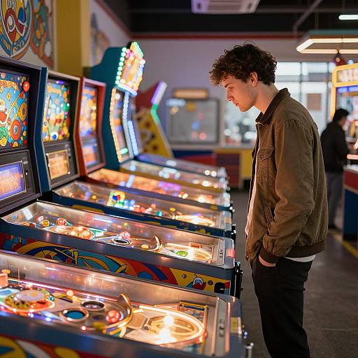 Nostalgic Pinball Amusement Hall Scene