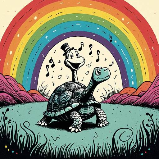 Whimsical Singing Turtle Illustration