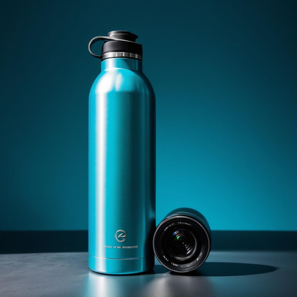 Realistic Photography of Stainless Steel Bottle