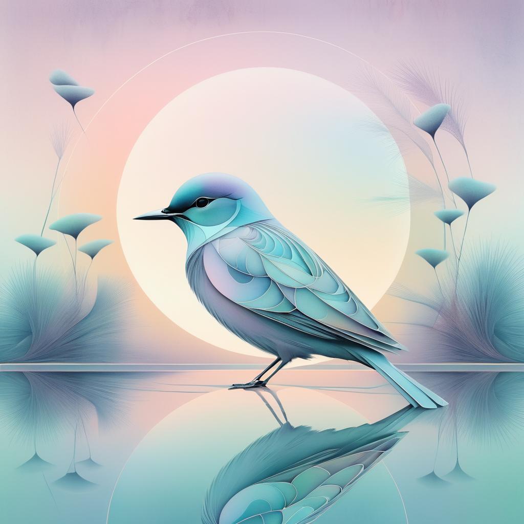 Surreal Bird in Dreamy Pastels