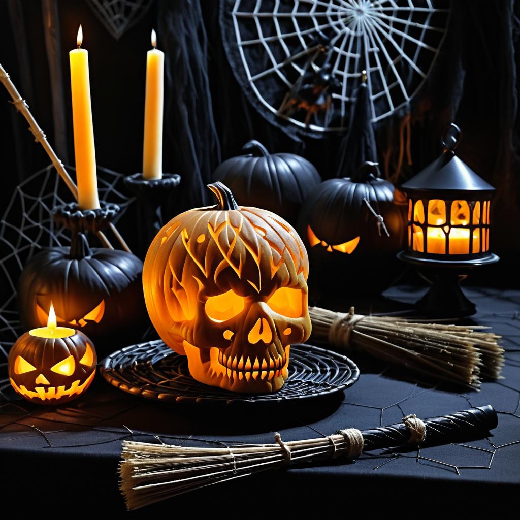 Eerie Halloween Decor with Skull Candle