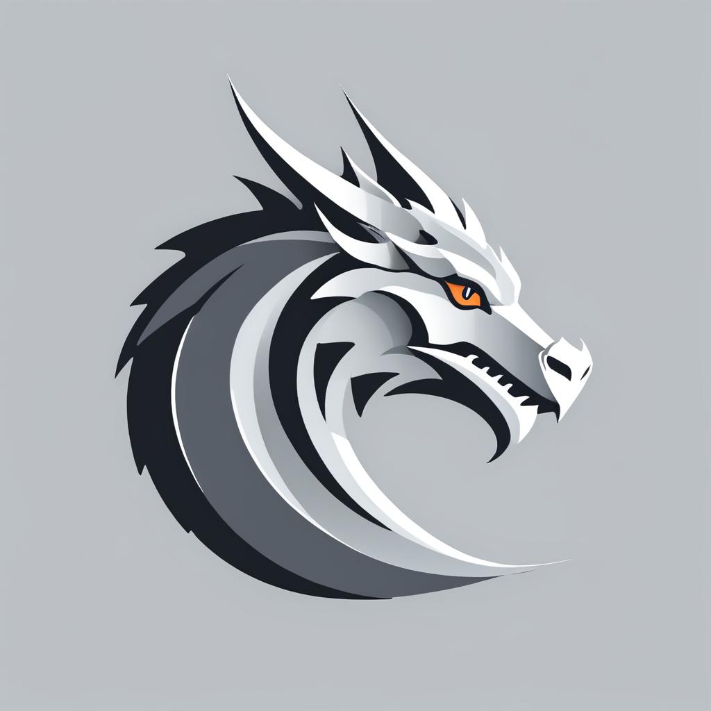 Minimalist Stone Gray Dragon Illustration