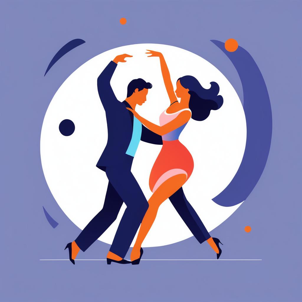 Minimalist Couple Dancing Flat Illustration