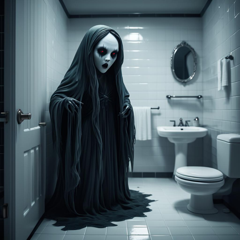 Haunting Banshee in a Bathroom Scene