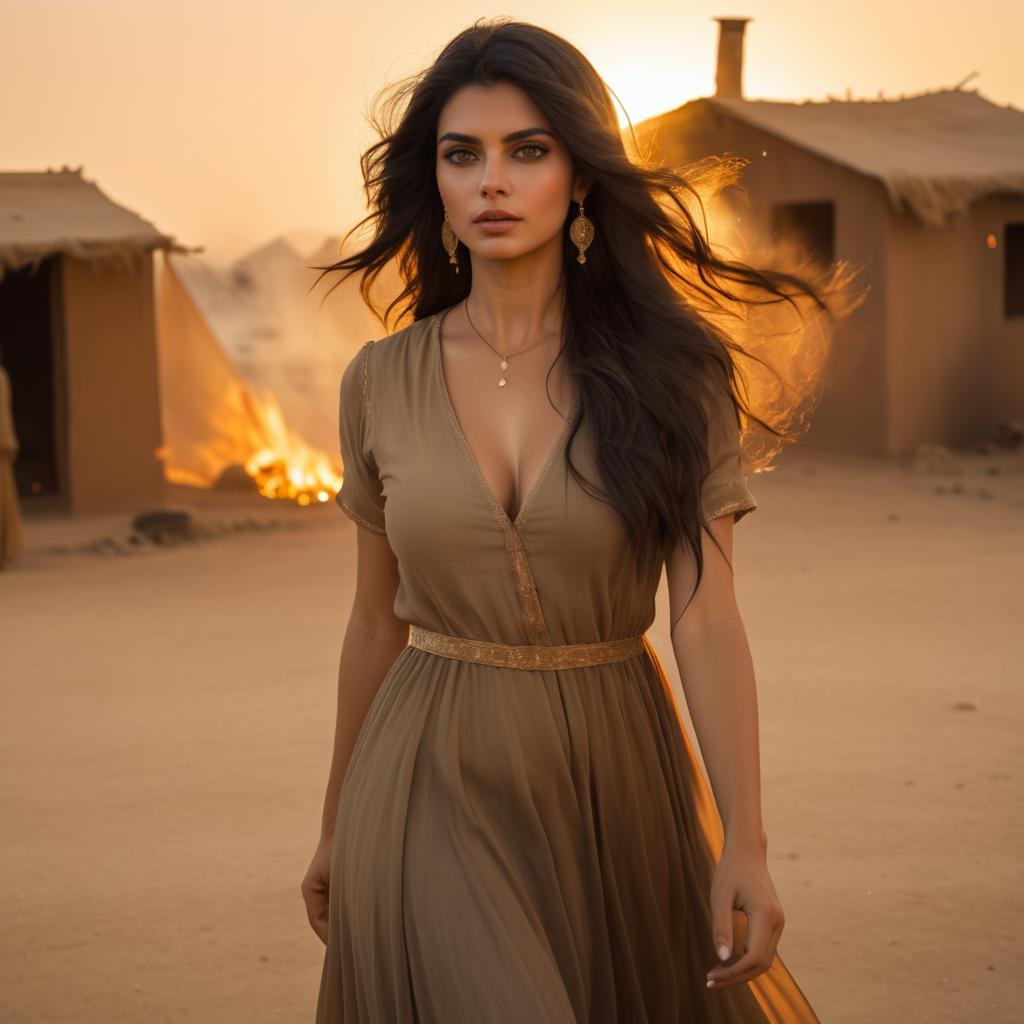 Candid Portrait of a Persian Woman in Warzone