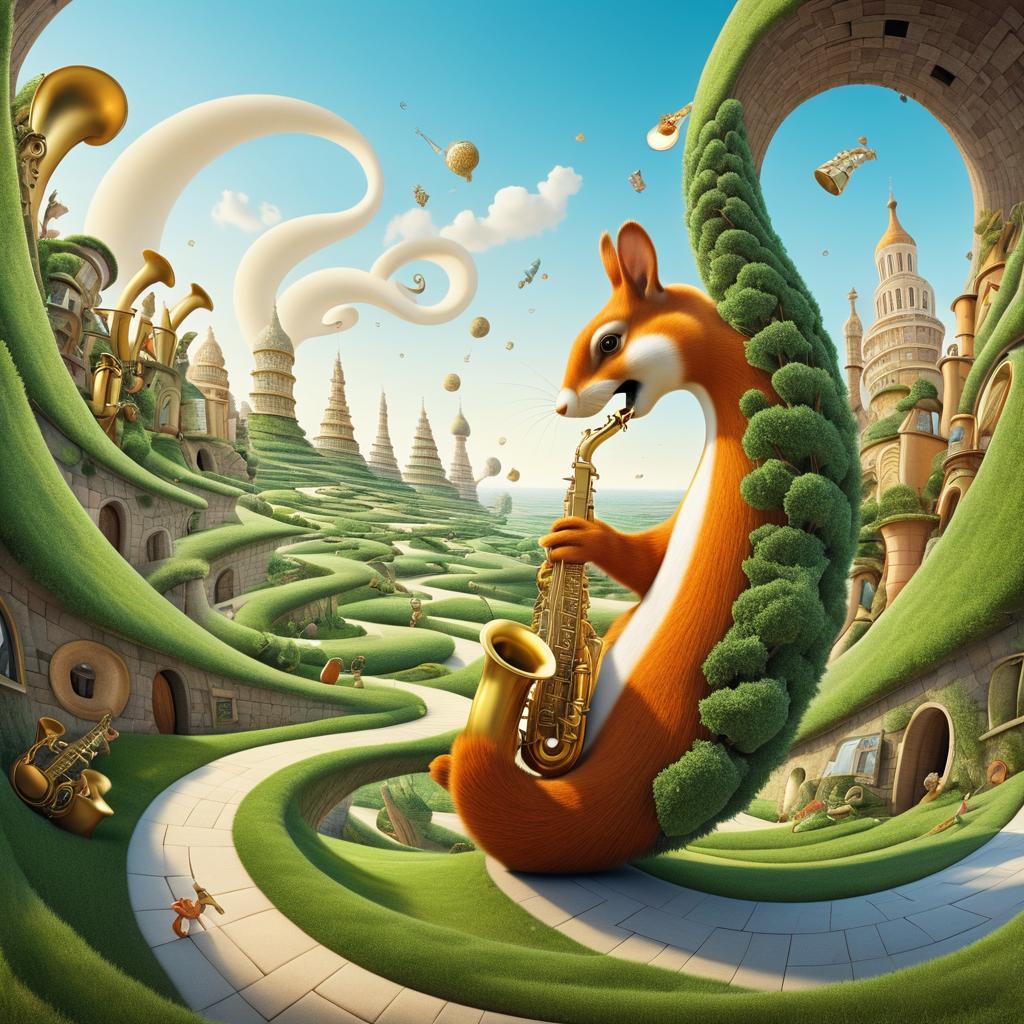 Surreal Giant Squirrel Playing Saxophone