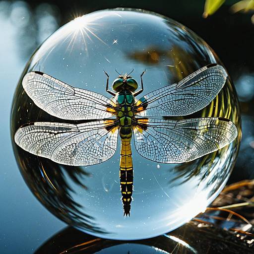 Dragonfly Wing Cradling Glass Sphere