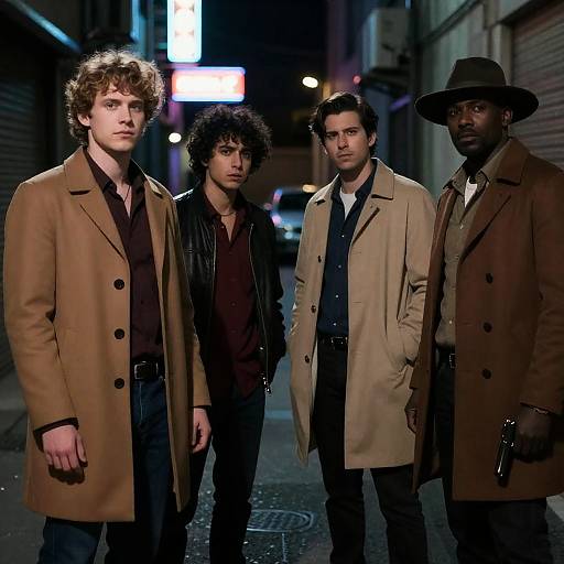 Men in a Dim Alley at Night