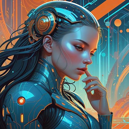 Crying Female Android in Sci-Fi Fantasy