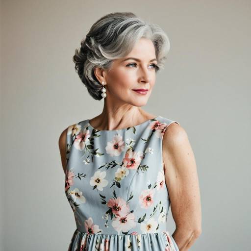 Elegant Mature Woman in Floral Dress