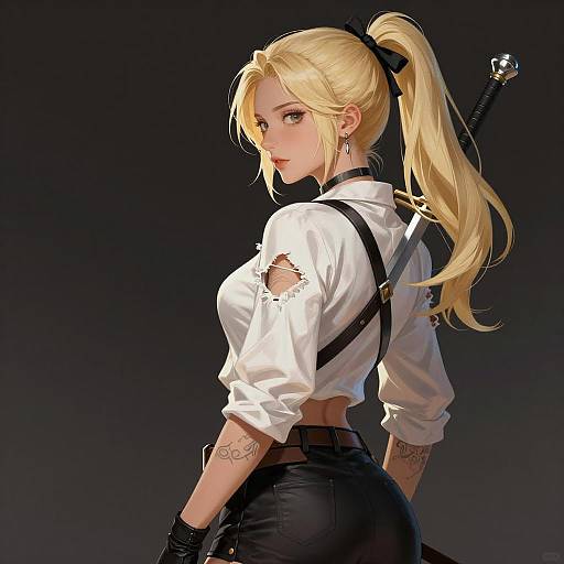 Blonde Woman with Sword Digital Illustration