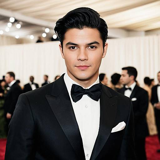 Young Man in Black Tuxedo at Formal Event