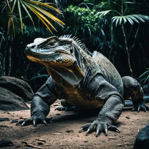 Ultra-Realistic Komodo Dragon in Tropical Forest
