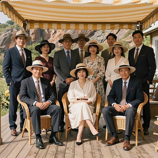 Elegant Group Photo on a Wooden Deck