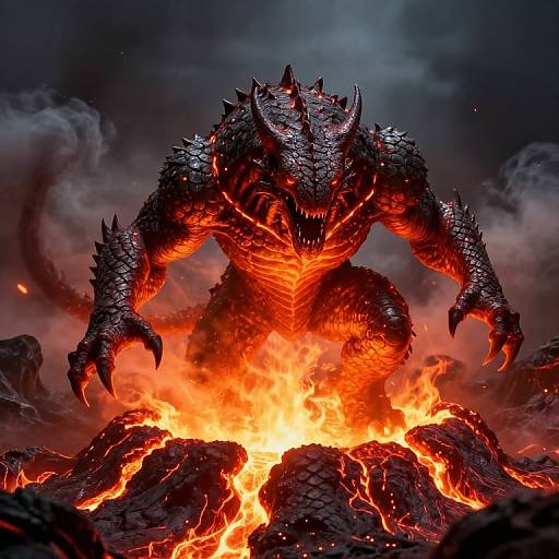 Fiery Cocodemon Emerging from Volcano