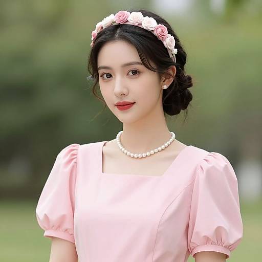 Elegant Woman in Pink Dress