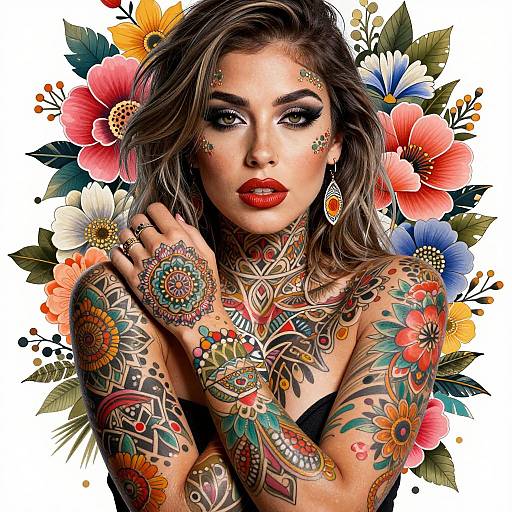 Mandala Tattooed Woman Digital Artwork
