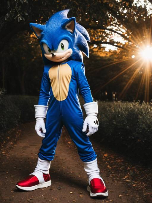 Person in Realistic Sonic the Hedgehog Costume