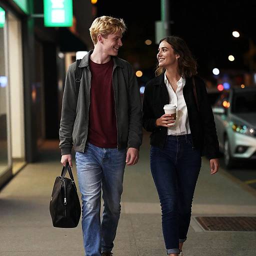 Young Adults Walking at Night