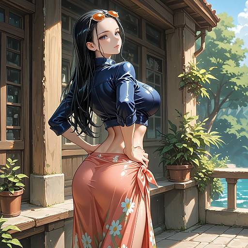 Nico Robin Smiling in Floral Sarong