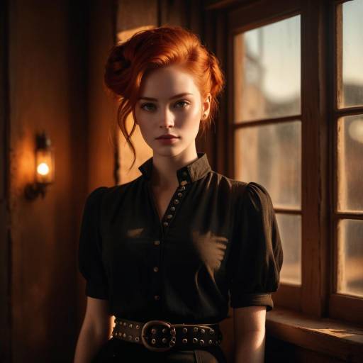 Portrait of Redhaired Woman in Vintage Interior