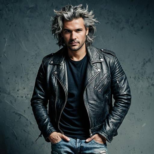 Man in Worn Leather Jacket and Faded Denim