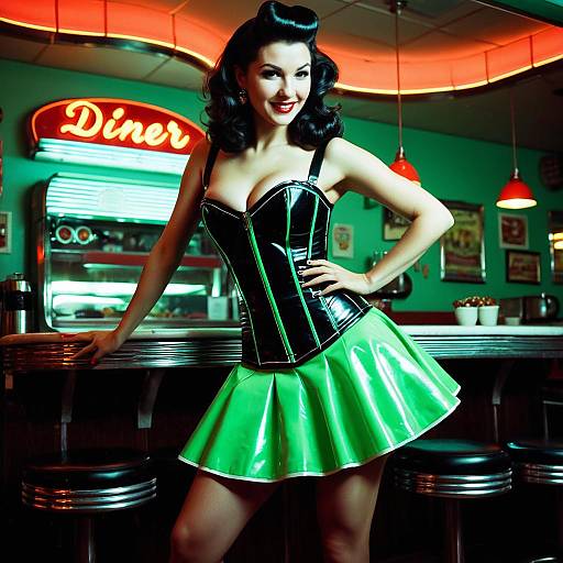 Retro Pin-Up Girl in Vintage Diner