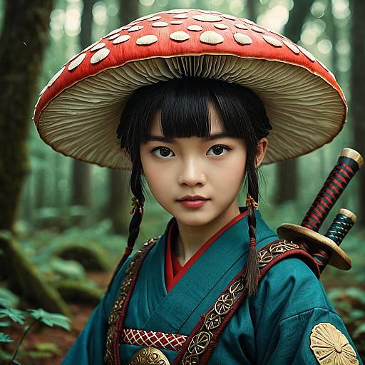 Fantasy Samurai Mushroom Dryad Portrait