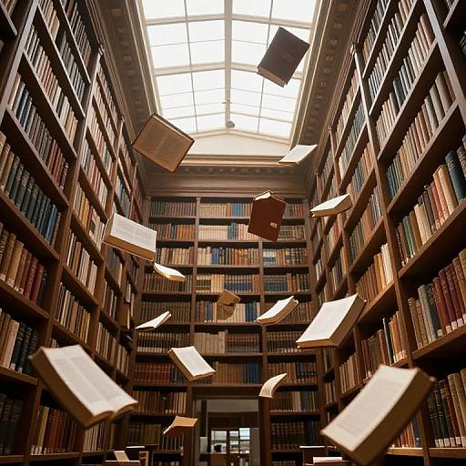 Magical Floating Books in Library