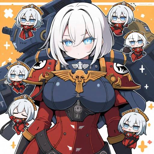 Illustration of Adepta sororitas, warhammer 40k in the style of Nejikirio