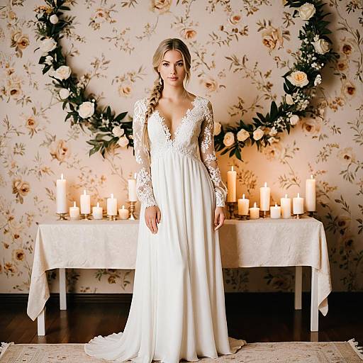 Elegant Bride in Lace Wedding Dress