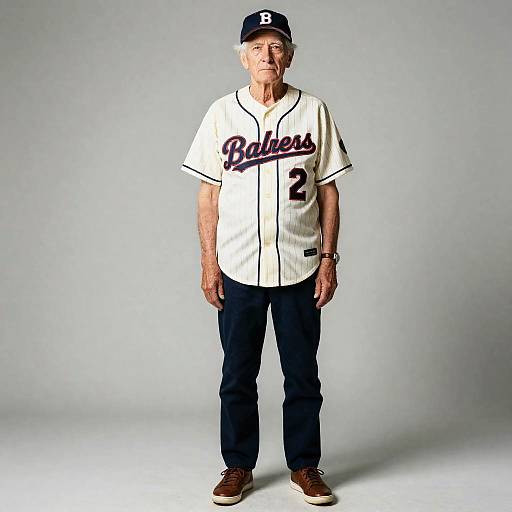 Technicolor Elderly Man in Baseball Uniform