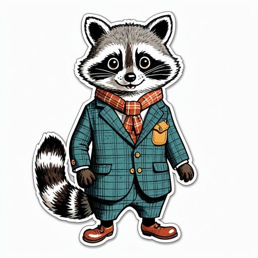 Anthropomorphic Raccoon in Tweed Suit Sticker