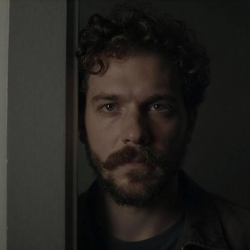 Moody Portrait of Man Behind Door