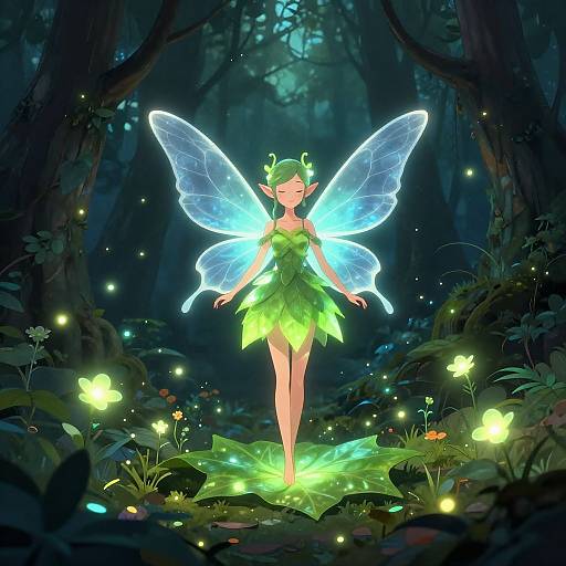 Glowing Forest Fairy in Magical Woodland