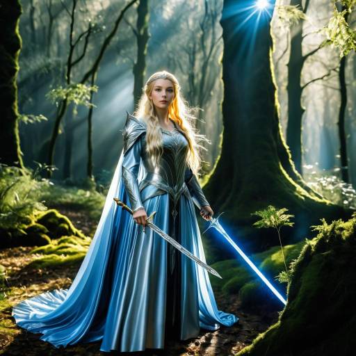 Fantasy Warrior Elf in Enchanted Forest