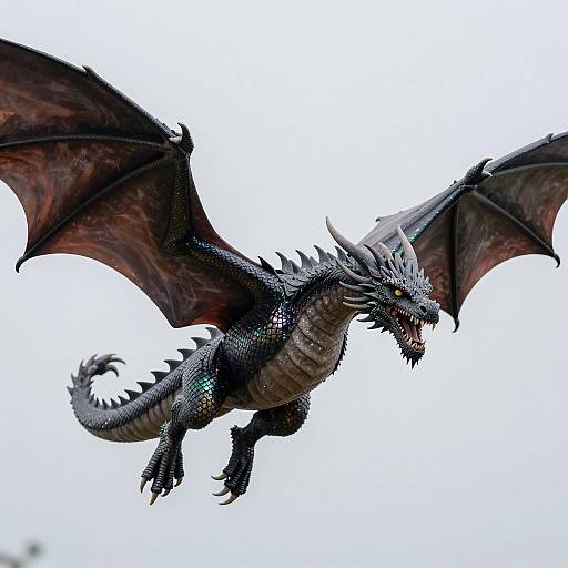 Fierce Glittering Dragon in Mid-Flight