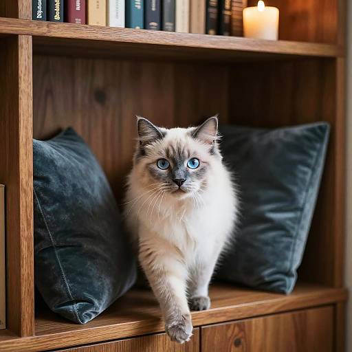 Confident Blue-Point Himalayan in Library