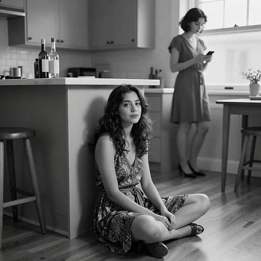 Capturing Moments: Kitchen Life in Monochrome